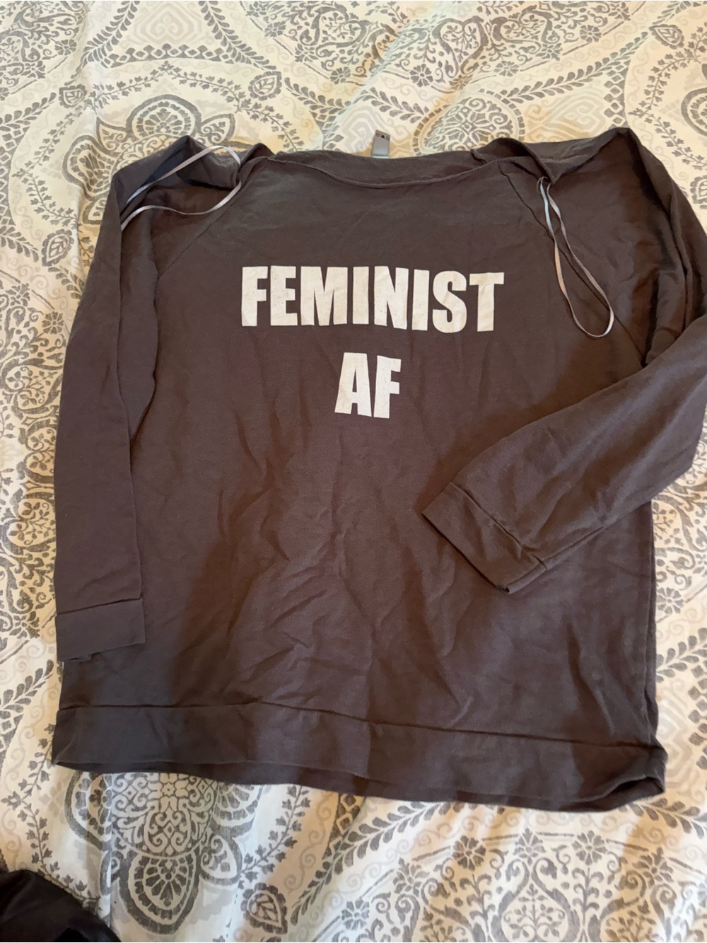 Feminist AF Graphic Pullover Sweatshirt - grey